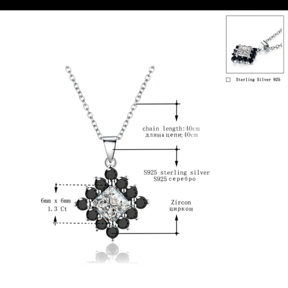 NWOT Cz and Black Spinel Necklace - Picture 2 of 4